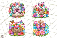 Colorful Butterfly Inspirational Clipart PNG, Floral Png Product Image 1