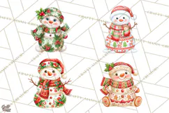 Patterned Snowman Christmas Clipart PNG Product Image 1