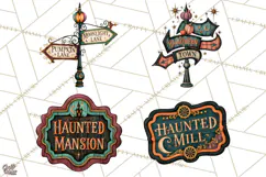 Vintage Halloween Signs PNG, Vintage Halloween Magic Clipart Product Image 1