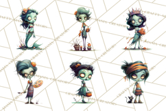 Cute Halloween Zombie Clipart PNG Product Image 6