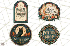 Vintage Halloween Signs PNG, Vintage Halloween Magic Clipart Product Image 1