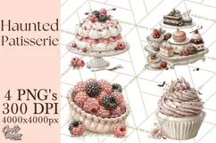 Haunted Patisserie PNG Clipart, Elegant Halloween Desserts Product Image 1