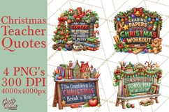 Christmas Teacher Chalkboard Quote PNG Product Image 1