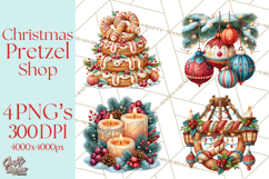 Christmas Pretzel Bakery Clipart PNG Food Elements Product Image 1