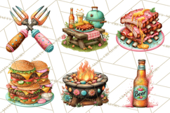 Girls Back Yard Barbecue Girly Grilling BBQ Clipart Product Image 6