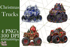 Christmas Monster Truck Clipart PNG Product Image 1