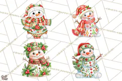 Patterned Snowman Christmas Clipart PNG Product Image 1