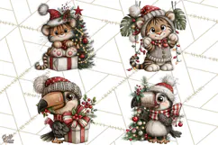 Jungle Christmas Clipart, Christmas Jungle Animals PNG Product Image 1
