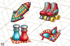 Retro Diner Clipart PNG 1950s Vintage Food Jukebox Product Image 1