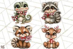 Peppermint Pals Christmas Animal Clipart PNG, Cute Candy Product Image 1