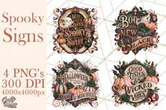 Retro Halloween Sign Clipart PNG Product Image 1