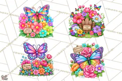 Colorful Butterfly Inspirational Clipart PNG, Floral Png Product Image 1