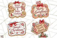 Gingerbread Christmas Signs PNG, Cute Christmas Sayings Product Image 1