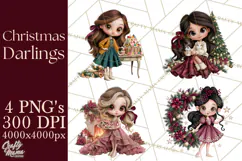 Whimsical Christmas Girls PNG Clipart, Holiday Characters Product Image 1