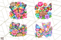 Colorful Butterfly Inspirational Clipart PNG, Floral Png Product Image 1