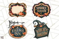 Vintage Halloween Signs PNG, Vintage Halloween Magic Clipart Product Image 1