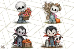 Halloween Farmhouse Monsters Clipart, Cute Halloween Farm Product Image 1