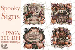 Retro Halloween Sign Clipart PNG Product Image 1