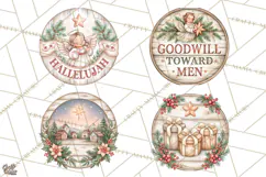 Religious Christmas Nativity Round Sign Clipart PNG Product Image 1