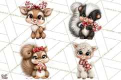 Peppermint Pals Christmas Animal Clipart PNG, Cute Candy Product Image 1