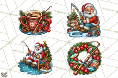 Christmas Fishing Clipart PNG Product Image 1
