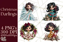 Whimsical Christmas Girls PNG Clipart, Holiday Characters Product Image 1