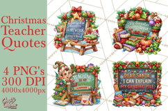 Christmas Teacher Chalkboard Quote PNG Product Image 1