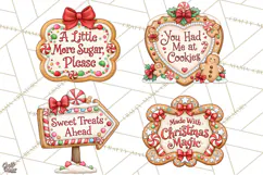 Gingerbread Christmas Signs PNG, Cute Christmas Sayings Product Image 1
