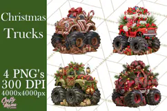 Christmas Monster Truck Clipart PNG Product Image 1