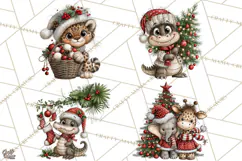 Jungle Christmas Clipart, Christmas Jungle Animals PNG Product Image 1