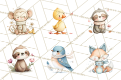 Whimsical Watercolor Woodland Animal Clipart PNG Product Image 8