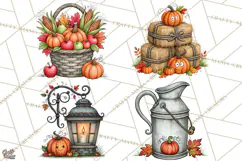 Halloween Farmhouse Buildings Clipart, Halloween Farmhouse Product Image 1