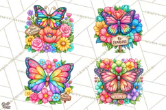 Colorful Butterfly Inspirational Clipart PNG, Floral Png Product Image 1