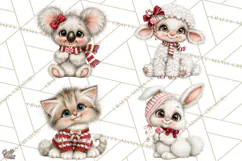 Peppermint Pals Christmas Animal Clipart PNG, Cute Candy Product Image 1