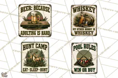 Vintage Man Cave Funny Clipart, Beer Png, Hunting, Bar Sign Product Image 1