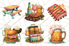 Girls Back Yard Barbecue Girly Grilling BBQ Clipart Product Image 8