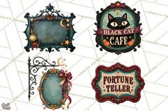Vintage Halloween Signs PNG, Vintage Halloween Magic Clipart Product Image 1