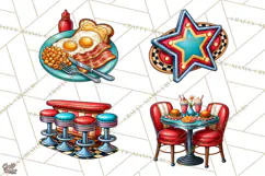 Retro Diner Clipart PNG 1950s Vintage Food Jukebox Product Image 1