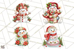 Patterned Snowman Christmas Clipart PNG Product Image 1