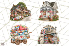 Patchwork Village Clipart PNG, Quilting Seamstress Quilt Product Image 1