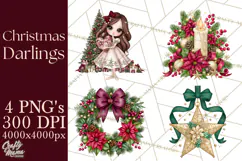 Whimsical Christmas Girls PNG Clipart, Holiday Characters Product Image 1