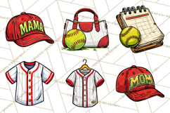 Softball Mom PNG, Softball Clipart, Softball Mama Designs Product Image 9