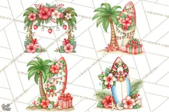Tropical Christmas Beach Clipart PNG, Christmas Beach Decor Product Image 1