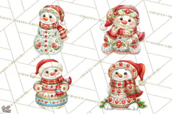 Patterned Snowman Christmas Clipart PNG Product Image 1
