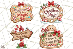Gingerbread Christmas Signs PNG, Cute Christmas Sayings Product Image 1