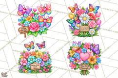 Colorful Butterfly Inspirational Clipart PNG, Floral Png Product Image 1