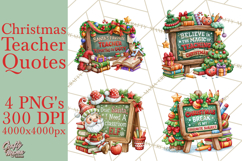 Christmas Teacher Chalkboard Quote PNG Product Image 1