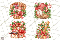 Christmas Baseball Clipart PNG Product Image 1