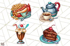 Retro Diner Clipart PNG 1950s Vintage Food Jukebox Product Image 1