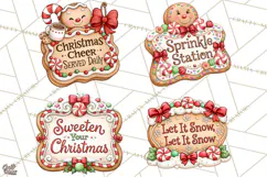Gingerbread Christmas Signs PNG, Cute Christmas Sayings Product Image 1